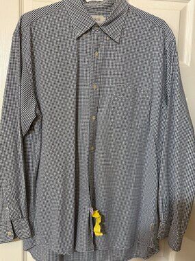 J.Crew Men’s Navy Blue Gingham Button-Down Shirt Size Large SKU064